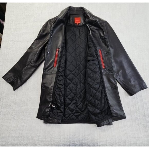 Cole Haan City Lambskin Leather Car Coat Men's Small Black Removable Lining EUC - Picture 9 of 16